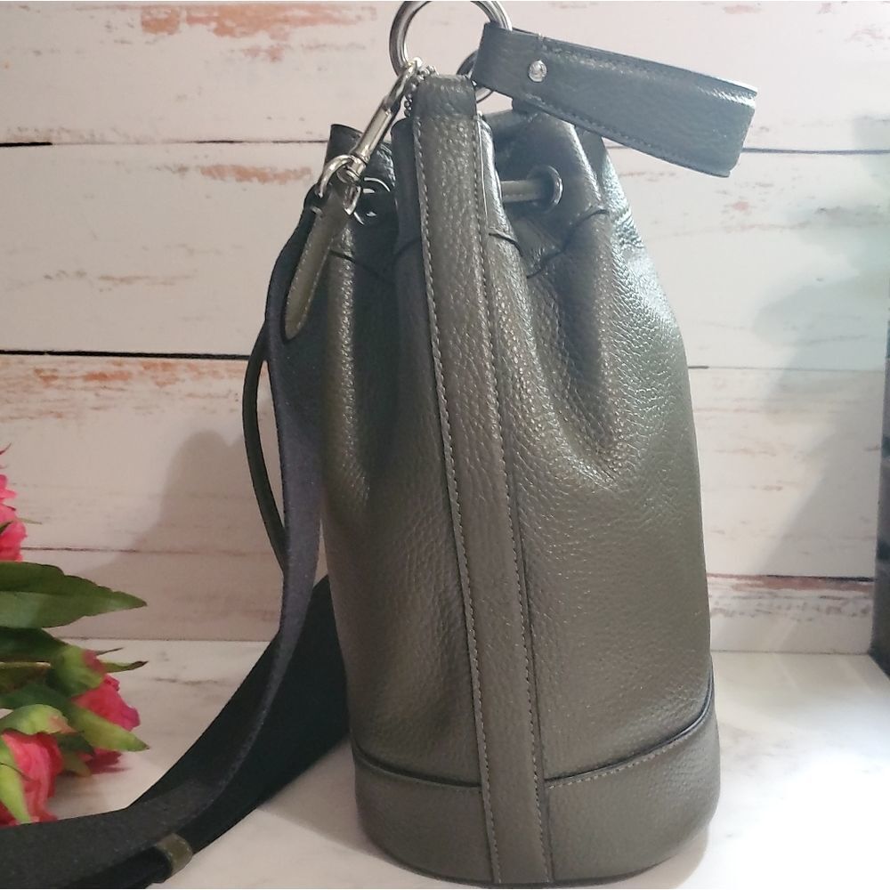 COACH Dempsey Crossbody Bucket Bag in Olive Green & Silver - Picture 10 of 14